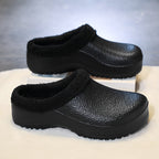Damen Bequeme Clogs mit kuscheligem Innenfutter und rutschfester Sohle EB