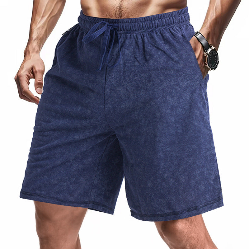Herren nan locker geschnittene Frottee-Shorts mit elastischem Bund Kordelzug und seitlichen Eingrifftaschen EB