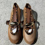 Damen Ballerinas mit modischem Netzdesign und dekorativem Riemchen EB