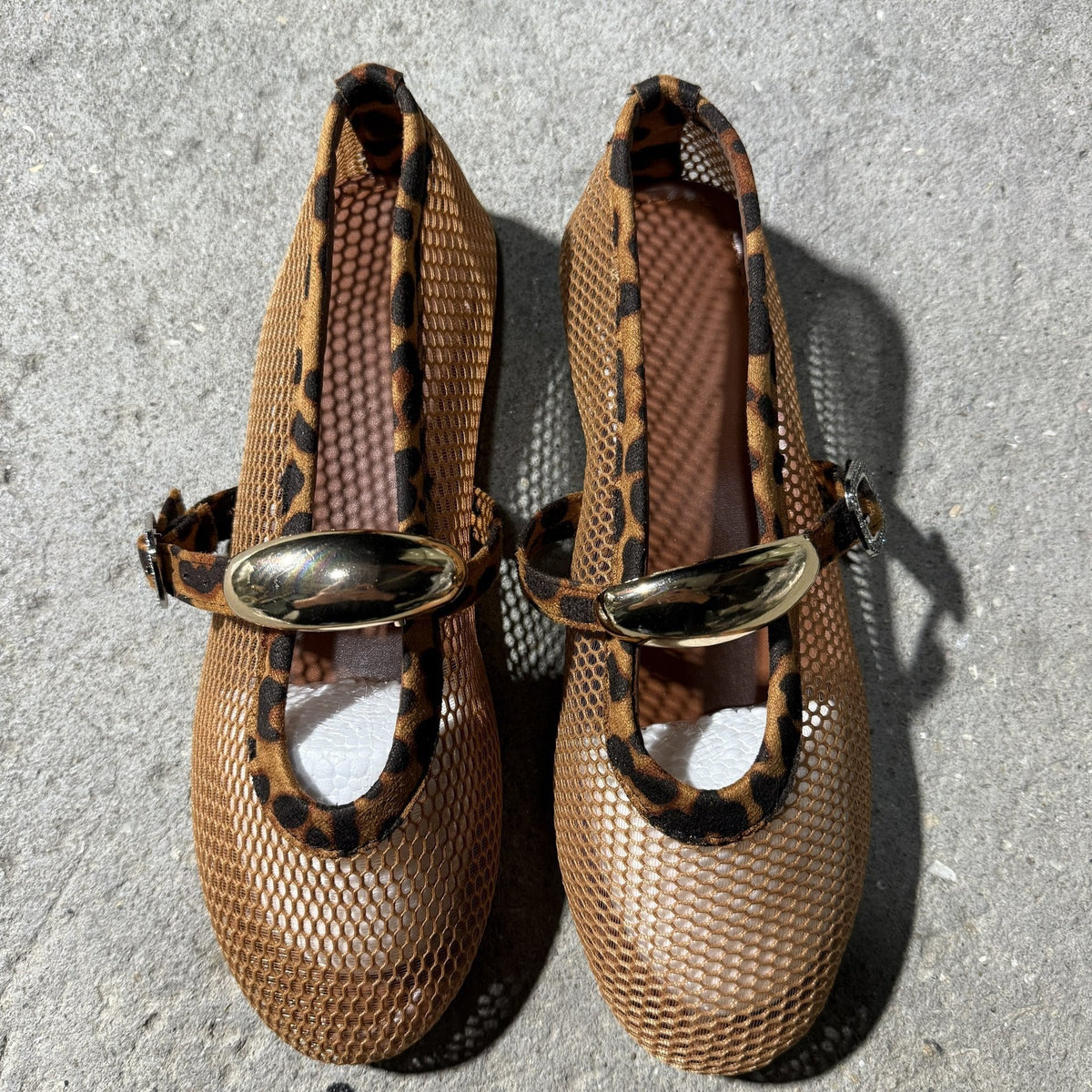 Damen Ballerinas mit modischem Netzdesign und dekorativem Riemchen EB