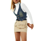 Damen Jeans-Weste mit praktischen Taschen und modischem Detail EB