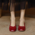 Damen Ballerinas mit verstellbarem Riemen und hochwertiger Lederoberfläche EB