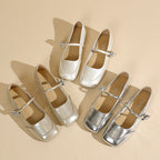 Damen Ballerinas mit dekorativem Riemen und glänzendem Finish EB