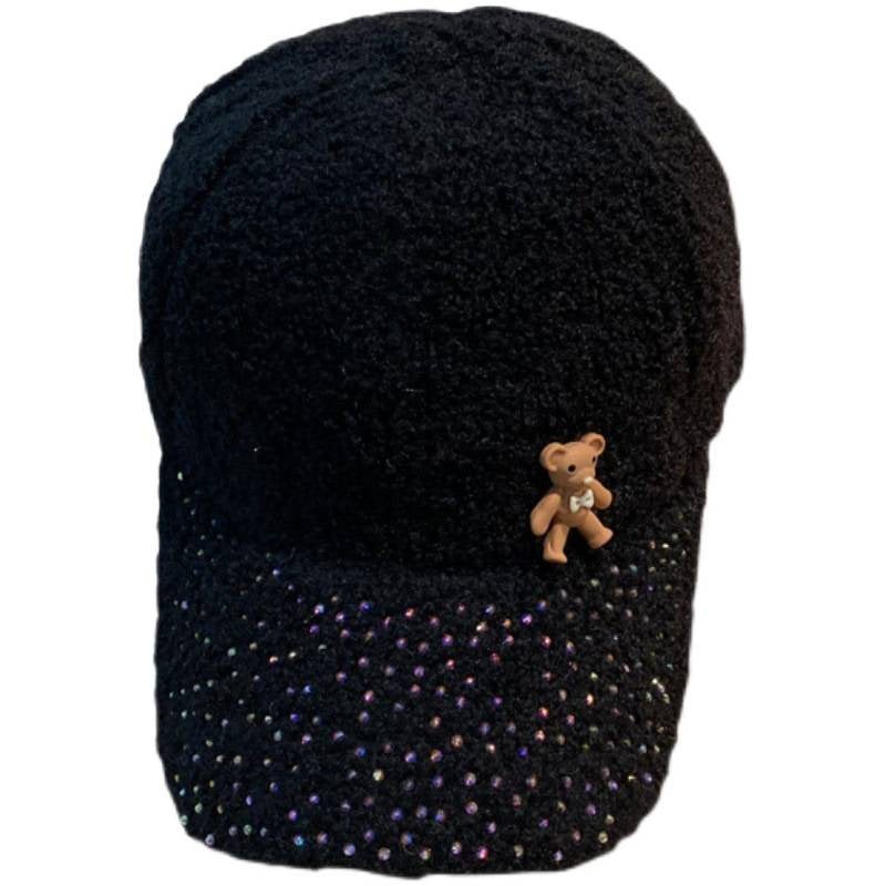 Schimmernde Damen-Baseballcap mit Plüsch