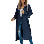 Damen eleganter Trenchcoat mit doppelt Reihe Knopfverschluss und Taillengürtel EB