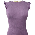 Damen figurbetontes Ripp-Shirt mit Rüschen EB