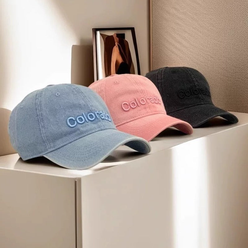 Damen-Baseballcap aus Baumwolle mit Stickerei im Distressed-Look