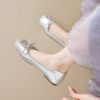 Damen Ballerinas mit schimmerndem Schleifenakzent EB