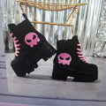 Damen Chunky Combat Boots mit lässigem Totenkopf-Design EB