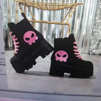 Damen Chunky Combat Boots mit lässigem Totenkopf-Design EB