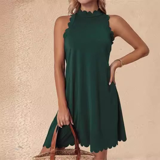 Damen Elegantes ärmelloses Freizeitkleid mit skulpturalem Ausschnitt EB