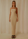 Damen elegantes Maxikleid aus feinem Rippenstrick EB