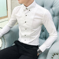 Herren Elegantes Langarmhemd mit feinen Knopfdetails EB