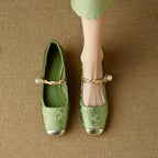Damen Ballerinas mit Perlenschmuck und elegantem Design EB