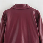 Damen Kunstlederjacke mit modernem Stehkragen und praktischen Reißverschlusstaschen EB