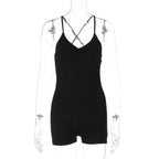 Damen Bodycon Einteiler mit gekreuztem Träger EB