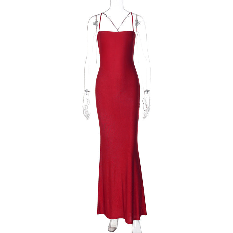 Damen Elegantes, figurbetontes Abendkleid mit Spaghetti-Trägern EB