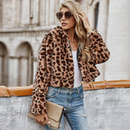 Damen Kunstfelljacke mit elegantem Leopardenmuster und modernem Schnitt EB