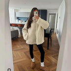 Damen Fleecejacke mit hohem Kragen und praktischen Taschen EB