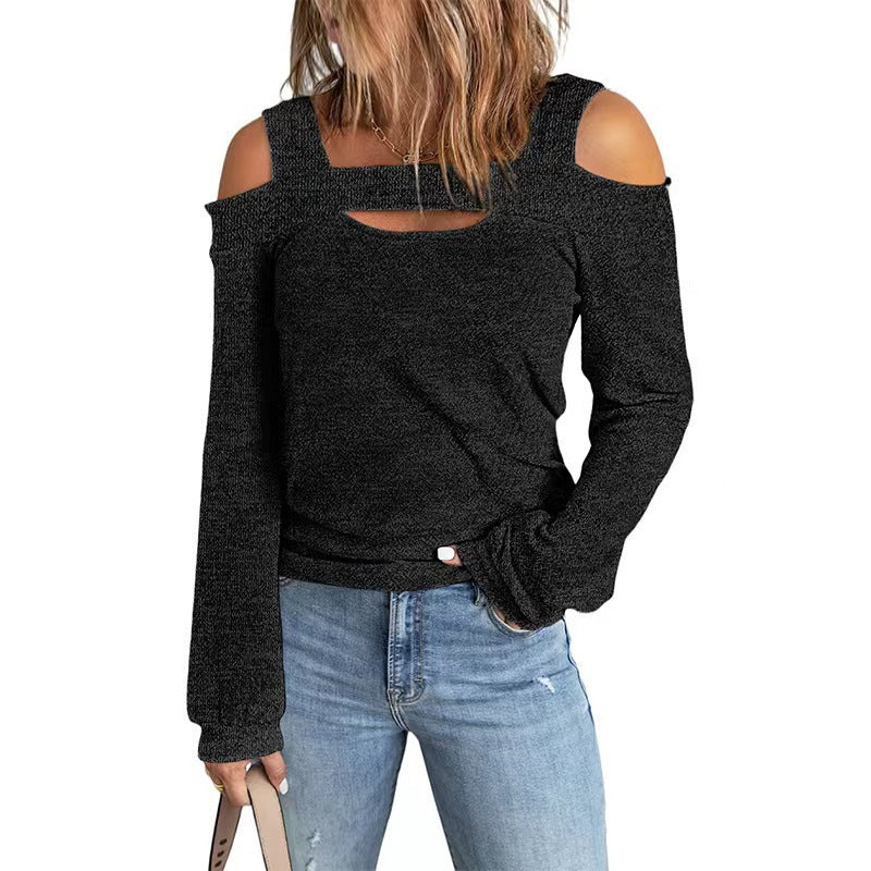 Damen lässiges Langarmshirt mit Cut-Out-Design EB