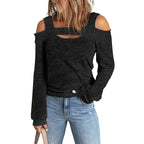 Damen lässiges Langarmshirt mit Cut-Out-Design EB