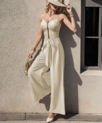 Damen Elegantes Cropped Top mit weitem Hosen-Set R&B