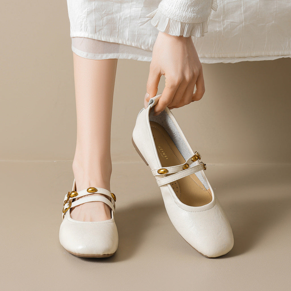 Damen Ballerinas mit eleganten doppelten Riemen und praktischen Schnallen EB