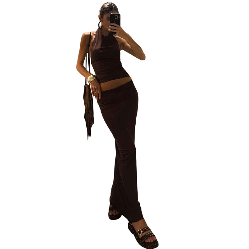 Damen elegantes Wickeloberteil und Rock Set EB