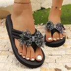 Damen Badesandalen mit elegantem Schleifen-Design und rutschfester Sohle EB