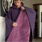 Damen kuscheliger Kapuzenponcho aus weichem Mikrofleece EB