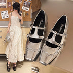 Damen Ballerina mit modischen Schnallen und elegantem Durchbruchdesign EB