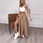 Damen Eleganter Rock mit hohe Taille und seitlichem Schlitze EB