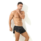 Kurze Satin-Schlafshorts für Herren mit Seitenschlitz