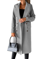 Damen eleganter Doppelreiher-Mantel mit modernem Schnitt und Taschen EB