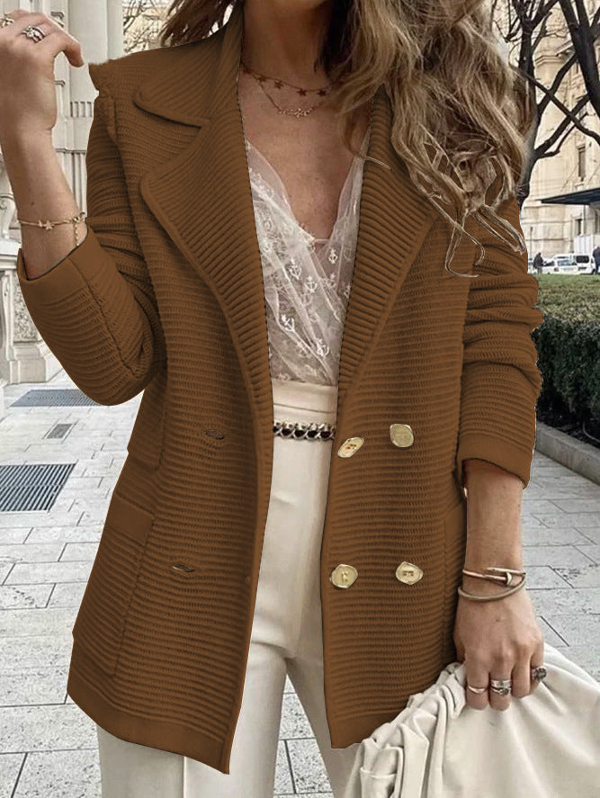 Damen Eleganter Struktur-Blazer mit verspielt klassischen Knopfdetails EB