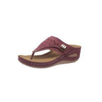 Damen Bequeme Zehentrenner-Sandalen mit Perlenschmuck und anatomischem Fußbett EB
