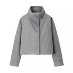 Damen elegante Kurzjacke mit hohem Kragen und dekorativen Knöpfen EB