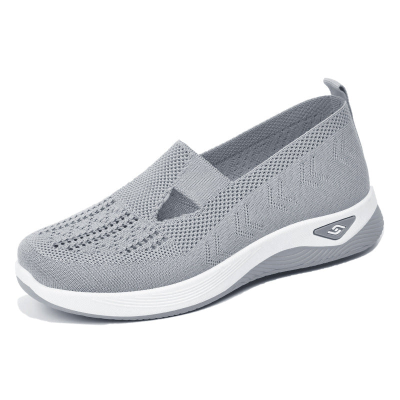 Damen bequeme Slip-On Schuhe mit atmungsaktiver Strickoberfläche EB