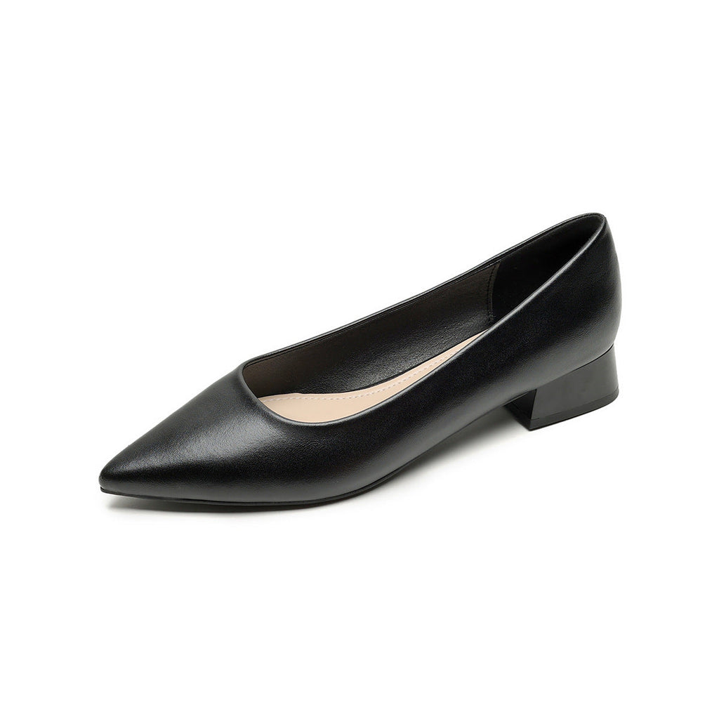 Damen elegante Ballerinas mit spitzem Zehenbereich und komfortablem Blockabsatz EB