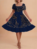 Damen A-Linien-Kleid mit floralen Motiven und taillierbarem Gürtel EB