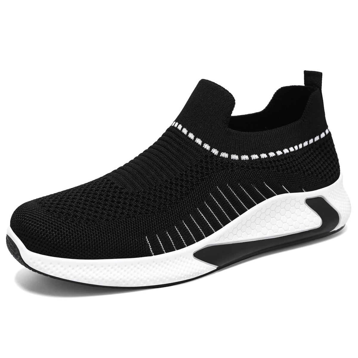 Unisex nan nahtloser Strick-Slip-On Laufschuh mit sockenähnlichem Schaft und hexagonaler Dämpfungssohle EB