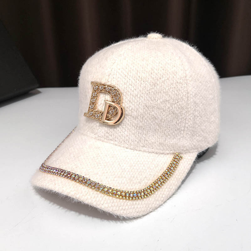 Luxuriöse, verzierte Fleece-Baseballkappe für Damen