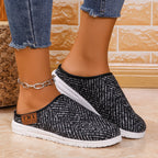 Damen Bequeme Hausschuhe mit Rutschfester Sohle und Herringbone-Muster EB