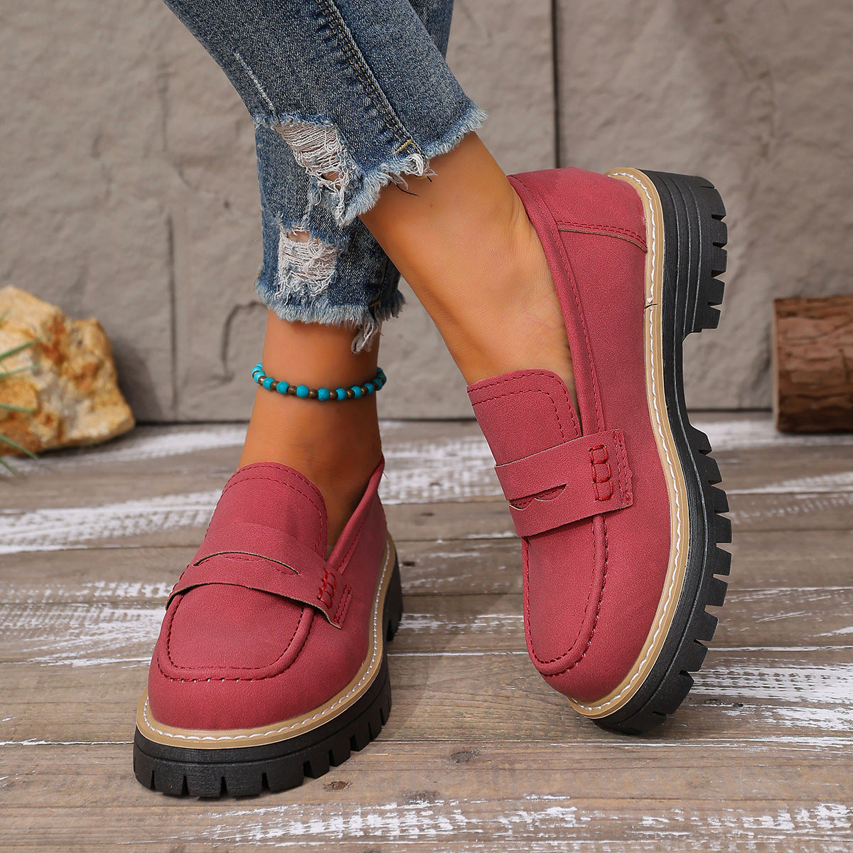 Damen Bequeme Mokassins mit robustem Profil EB