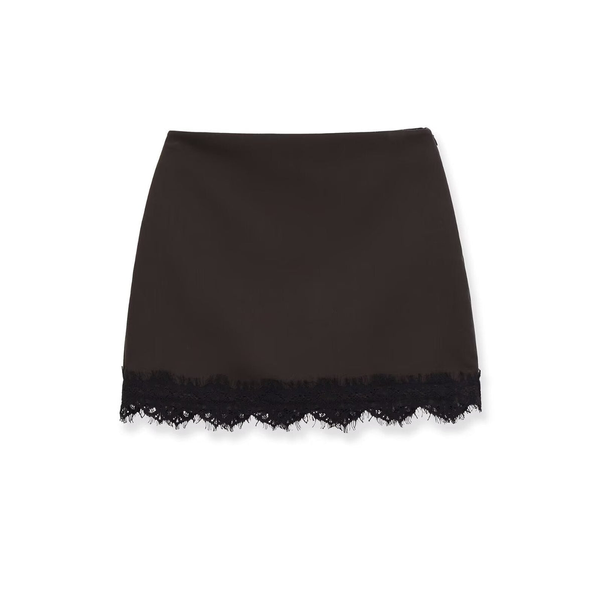 Damen eleganter Rock mit Spitzenbesatz und strukturiertem Gewebe EB