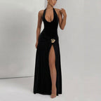 Damen Elegantes Maxikleid mit raffinierten Drapierungen und dekorativem Detail EB