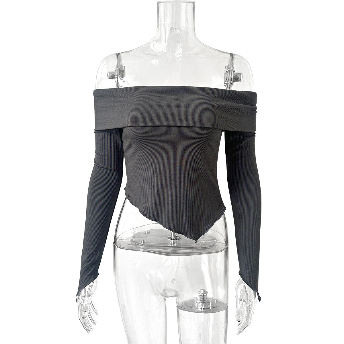 Damen Off-Shoulder Shirt mit eleganten Trompetenärmeln EB