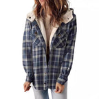 Damen Karierter Flanell-Jacke mit kuscheligem Innenfutter EB