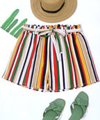 Gestreifte Damen-Sommershorts mit elastischem Bund