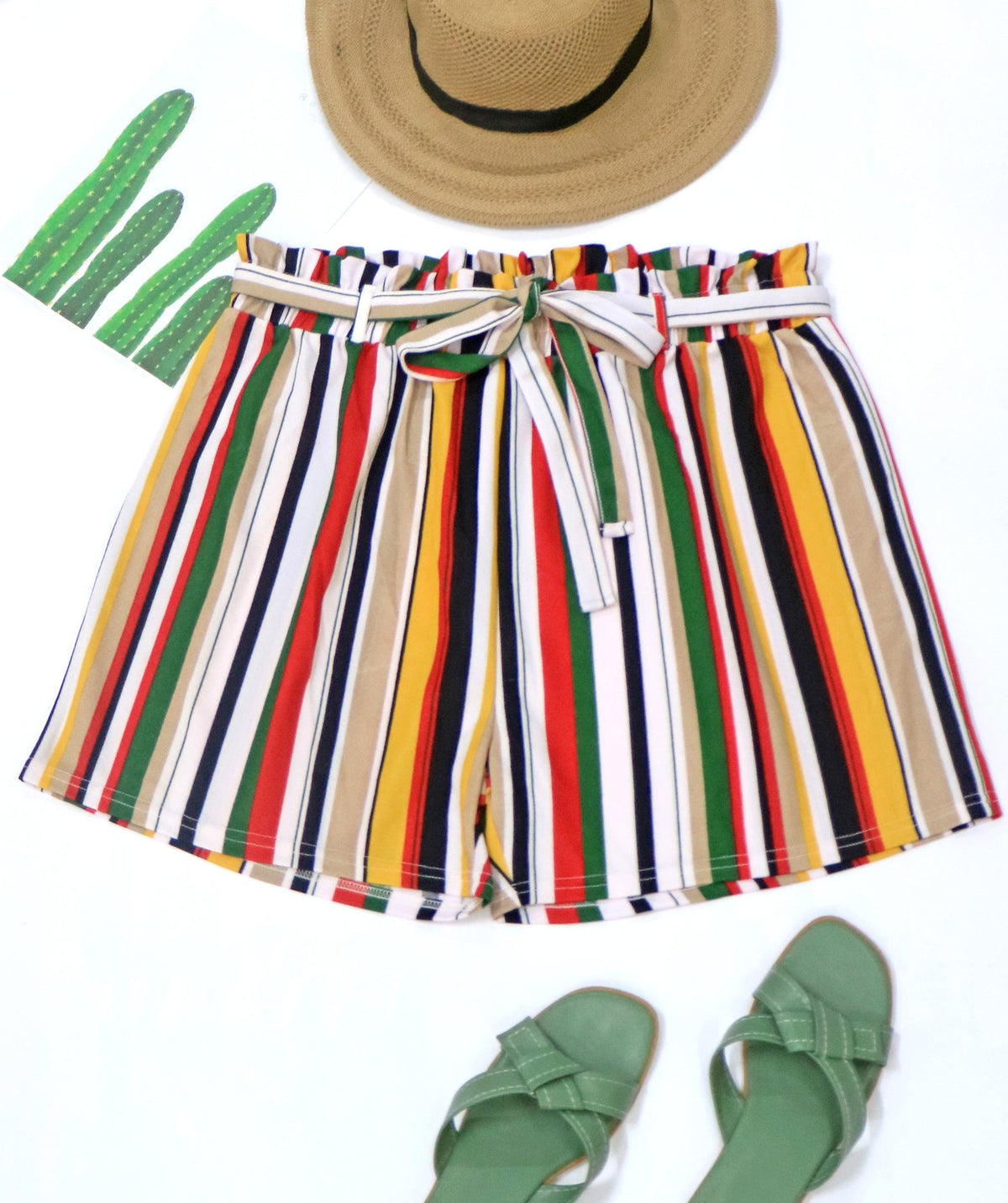 Gestreifte Damen-Sommershorts mit elastischem Bund